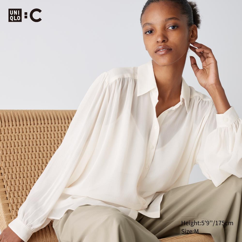 WOMEN SHEER VOLUME LONG SLEEVE BLOUSE UNIQLO HONG KONG & MACAU