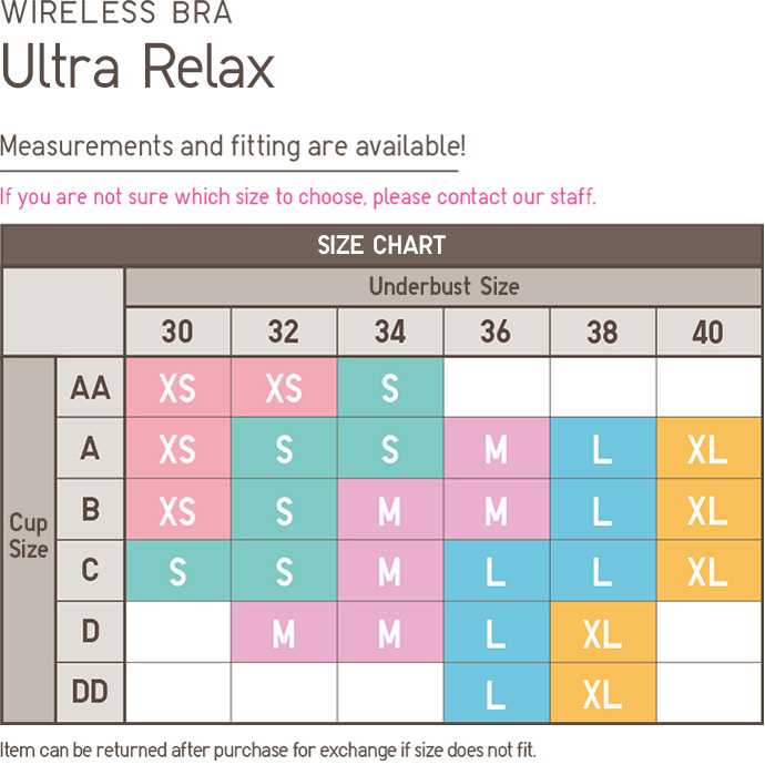 UNIQLO Size Guide for Bras-UNIQLO OFFICIAL ONLINE FLAGSHIP STORE