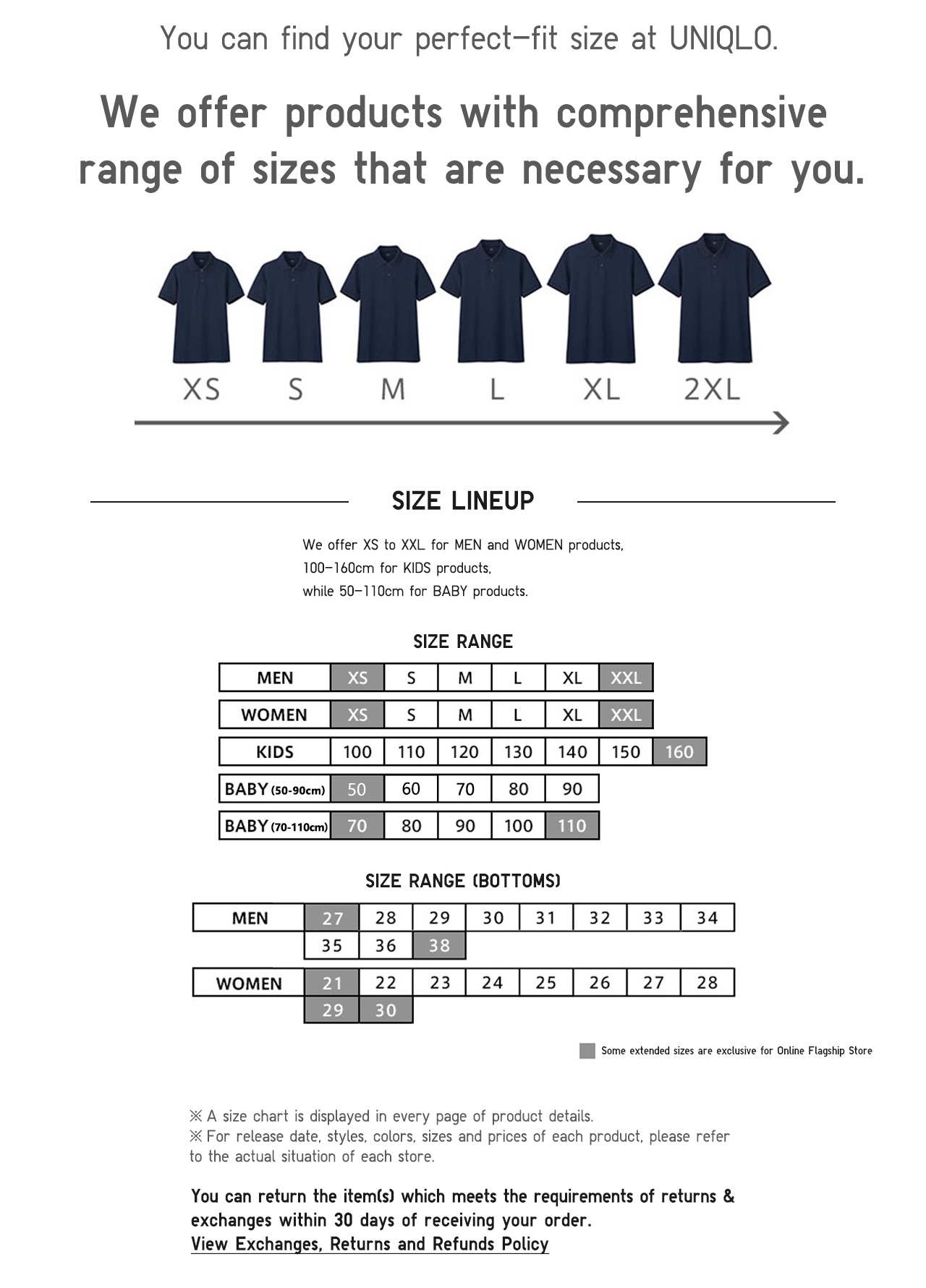 Uniqlo Hong Kong Size Chart